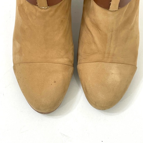 rag & bone ~Women's Harrow Camel Block Heel Suede Wrap Booties - Picture 14 of 17